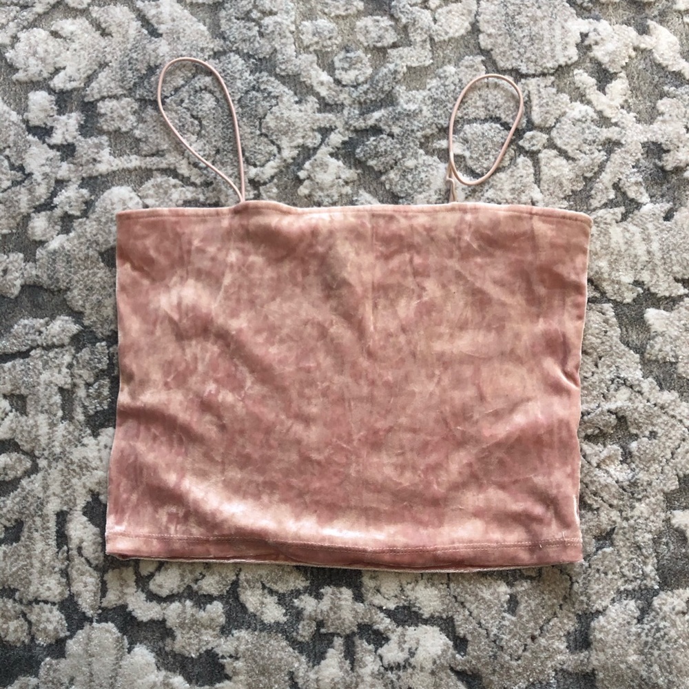 Pink Velvet tube top w elastic straps